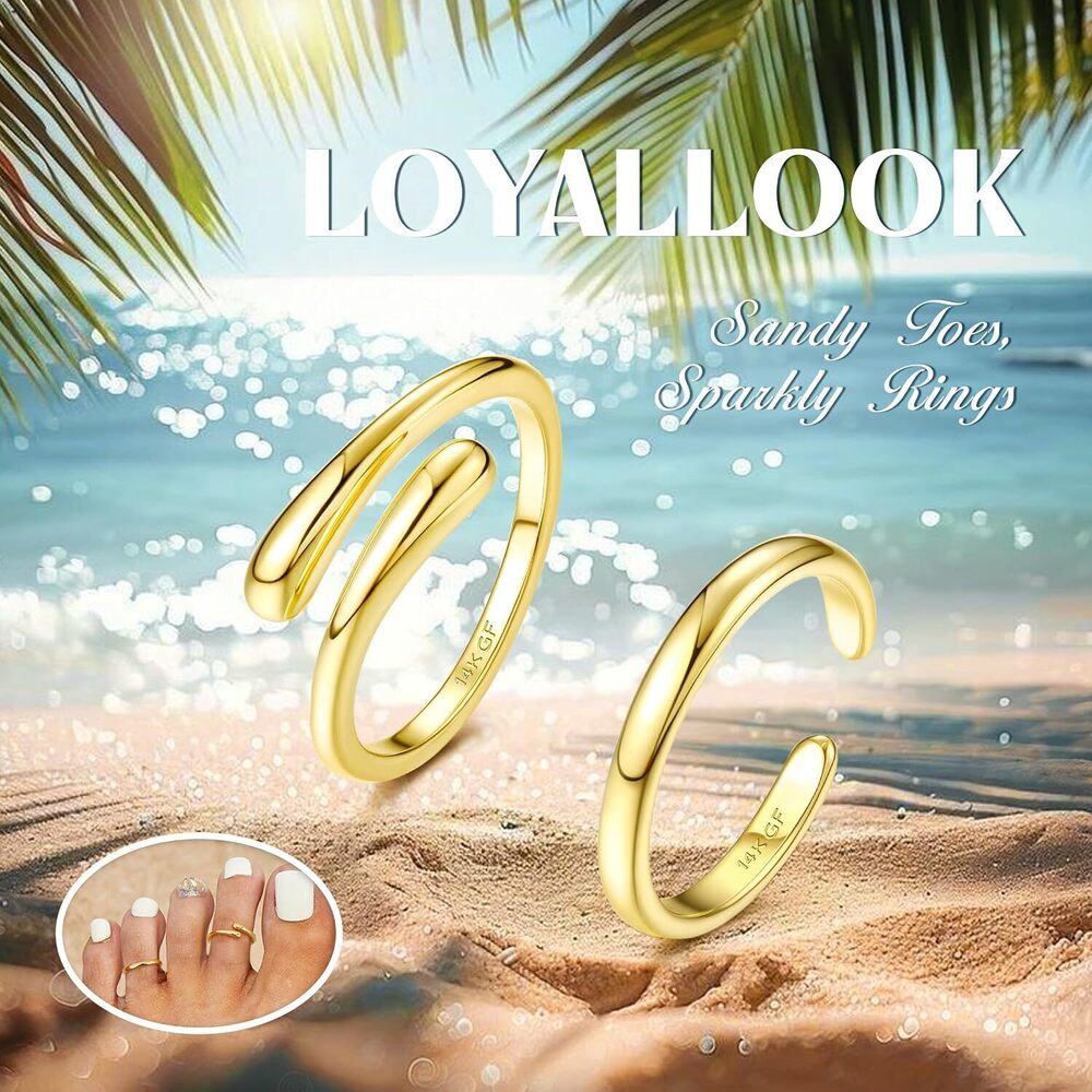 Adjustable Gold Toe Rings Women Waterproof Set - Picture 5 of 7